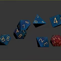 Colorful Shiny Numbered Dice In Blue And Red For Game Accessories