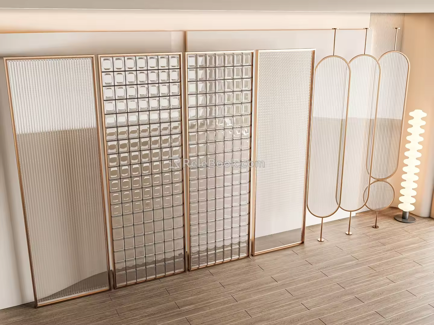 Modern Partition Screen Glass Partition Glass Brick Changhong Glass Partition Crystal Glass Art Partition Folding Screen 3d model