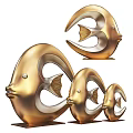 Golden Fish Shaped Decorative Ornament Set With Various Sizes For Home Decor