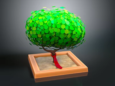 Modern cartoon tree dream tree big tree 3d model