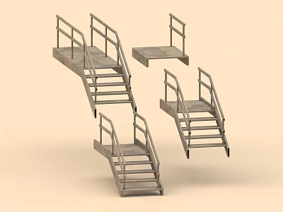 Stairs Wooden Ladder Escalator 3d model