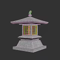 Traditional Japanese Style Outdoor Lamp With Stone Base And Translucent Panels