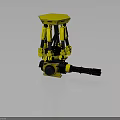 Military Weapon With Yellow Mechanical Multi Legged Tripod Structure Top Platform And Barrel 3d model
