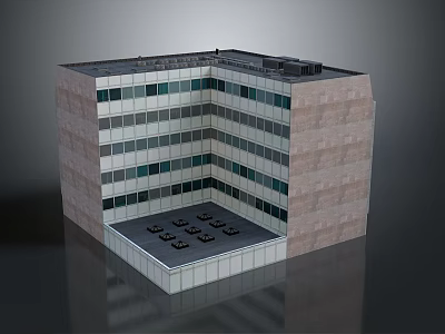 Modern Urban Building With Brick And Glass Facade Multiple Windows And Square Entrance 3d model