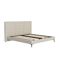Modern Minimalist Double Bed With Tufted Beige Headboard Platform Frame And Metal Legs
