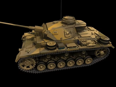 Detailed Military Brown Tank Model With Turret Gun Barrel And Tracks On Black Background 3d model
