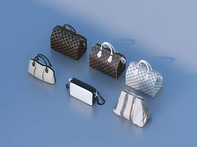 Stylish Designer Handbags With Checkered Patterns Tote Satchel And Crossbody Styles 3d model