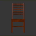 Red Wooden Chair With Slat Back Design And Straight Legs Classic Style