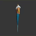 3D Merman Character Rendering With Golden Crown White Beard And Blue Tail
