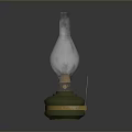 Vintage Oil Lamp With Transparent Glass Shade And Green Gold Base Decorative Lighting