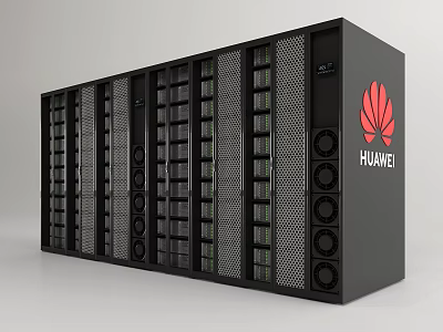 Huawei Black Server Rack With Multiple Server Units For High Performance Data Center 3d model