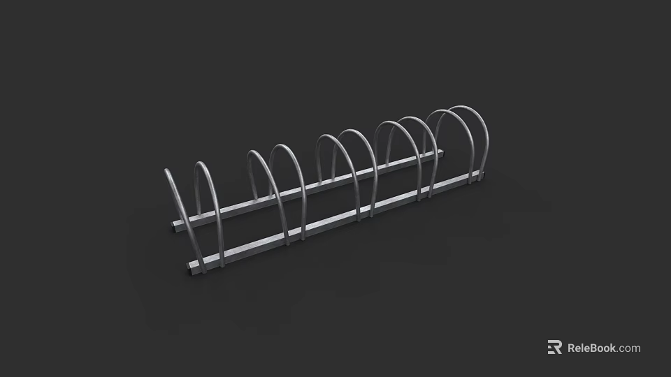 Stainless Steel Bicycle Rack With Multiple Curved Parking Slots For Outdoor Use 3d model 