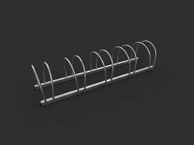 Stainless Steel Bicycle Rack With Multiple Curved Parking Slots For Outdoor Use 3d model