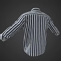 Classic Blue And White Striped Collared Long Sleeve Shirt With Front Button Design