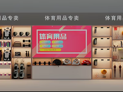 Display Shelves for Sports Goods Retail Store with Various Equipment and Organized Storage 3d model