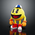 Yellow Smiling Cartoon Character with Blue White Red Cap Orange Gloves and Red Shoes