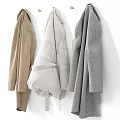 Long Sleeve Coats in Beige White Gray Hanging on Wall with Belted Detail