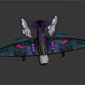 Cosmic Spaceship With Purple Wings Blue Body And Detailed Decorations For Space Exploration