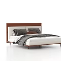 Modern Double Bed With Brown Headboard Gray Bedding And Sleek Design 3d model