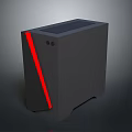 Sleek Modern Gray Computer Case With Red LED Strip And Front Panel Design