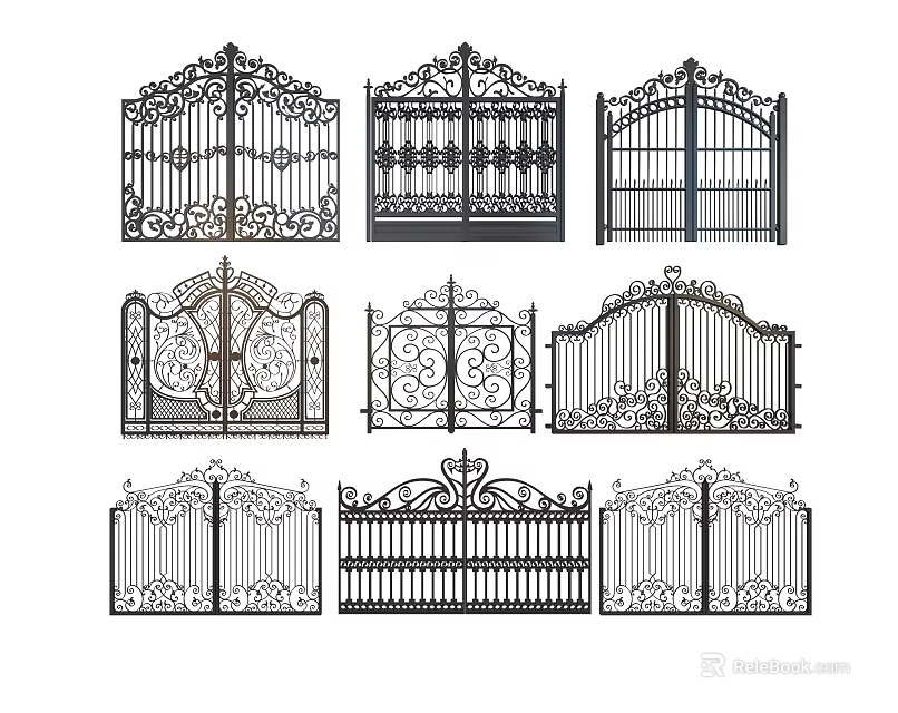 Ornate Wrought Iron Gate Designs For Property 3d model 