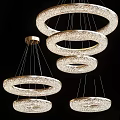 Elegant Modern Crystal Chandelier With Round Metal Frames And Hanging Rings