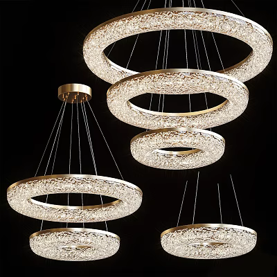 Elegant Modern Crystal Chandelier With Round Metal Frames And Hanging Rings 3d model