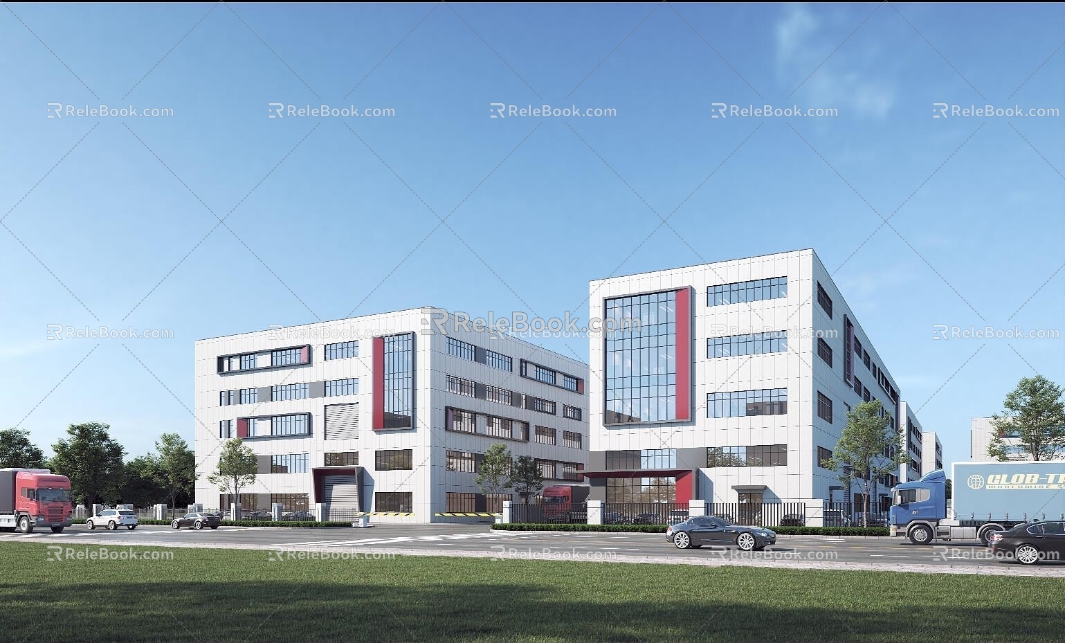 Modern Factory Building Factory Building Modern Office Building Industrial Park Industrial Park Truck Warehouse Logistics Center 3d model