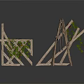 Rustic Wooden Scenic Structures With Vines Branches And Swing Elements
