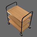 Three Tier Rolling Cart With Wooden Shelves And Black Metal Frame