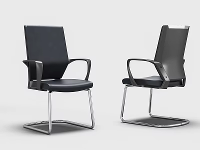 Modern Black Office Chair With Armrests And Metal Frame Design 3d model