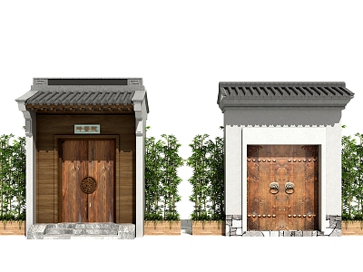 Chinese-style entrance gate courtyard entrance model