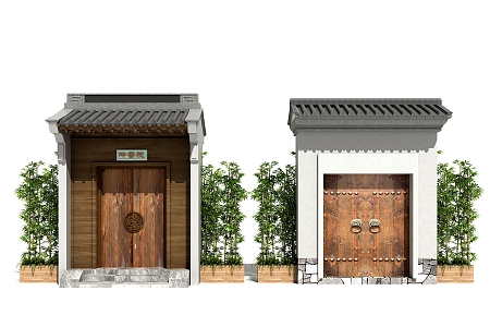 Chinese-style entrance gate courtyard entrance 3d model