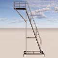 Sturdy Metal Mobile Platform With Ladder Railings And Lockable Wheels 3d model
