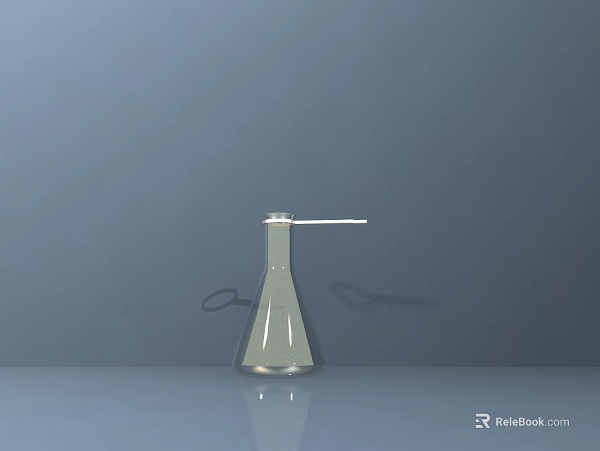 Industrial Conical Metal Equipment With Long Thin Nozzle And Reflective Base On Grey Background 3d model 