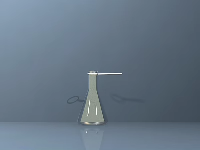 Industrial Conical Metal Equipment With Long Thin Nozzle And Reflective Base On Grey Background 3d model