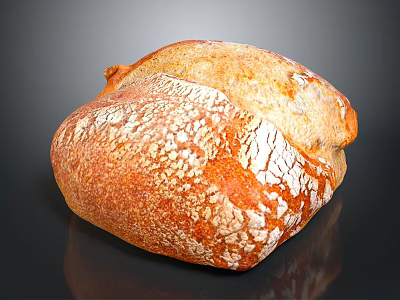 Freshly Baked Golden Crust Loaf of Bread with Flour Dusted Surface 3d model