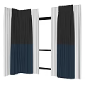 Modern Double Layer Curtains With Dark Gray Blue And White Inner Design