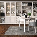 Bookcase Dining Room Cabinet Desk Chair Dining Table Carpet 3d model