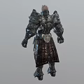 Game Movie Character Male Warrior In Detailed Metal Armor With Shoulder Plates
