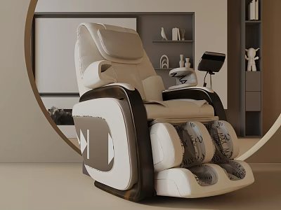 Modern Minimalist Leisure Massage Chair Interior With Foot Massage And Wooden Frame 3d model