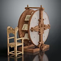 Handcrafted Wooden Carved Leisure Chair With Ornate Vintage Structure Design Accent