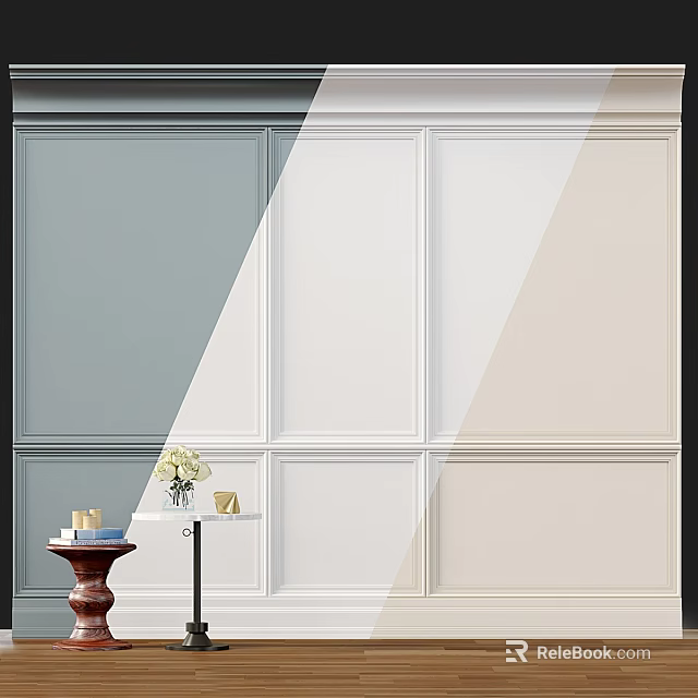 Classic Paneled Wall Decor With Neutral Tones And Minimalist Design Elements 3d model