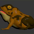 3D Reptile Model with Orange Brown Skin Yellow Belly Red Mouth Standing on Gray Background