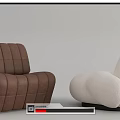 Stylish Single Sofa In Brown And Beige With Unique Curved Design For Living Room