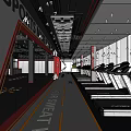 Modern Gym Interior With Treadmills Wall Posters The People Text And Red Accents