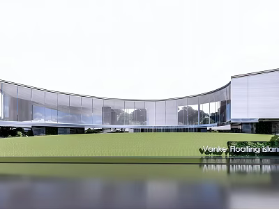 Modern Sales Center Building With Glass Curtain Wall And Curved Architectural Design 3d model