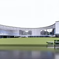 Modern Sales Center Building With Glass Curtain Wall And Curved Architectural Design