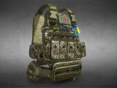 Tactical Camouflage Military Style Backpack With Multiple Pockets And Tech Accessories 3d model