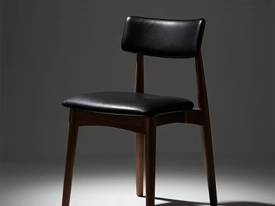 Modern Minimalist Leisure Chair With Black Leather Seat And Wooden Frame Design 3d model